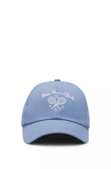 Casquette en twill de coton avec motif artistique d’inspiration tennis