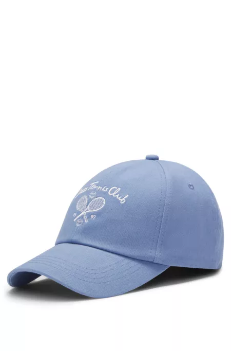 Casquette en twill de coton avec motif artistique d’inspiration tennis