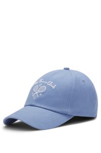 Cotton-twill cap with tennis artwork, Light Blue
