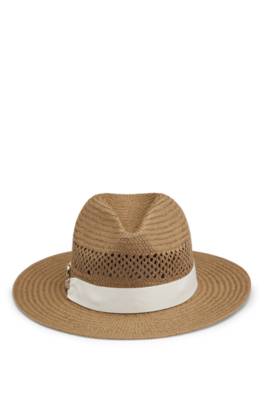 Raffia Panama hat with Double B monogram 1