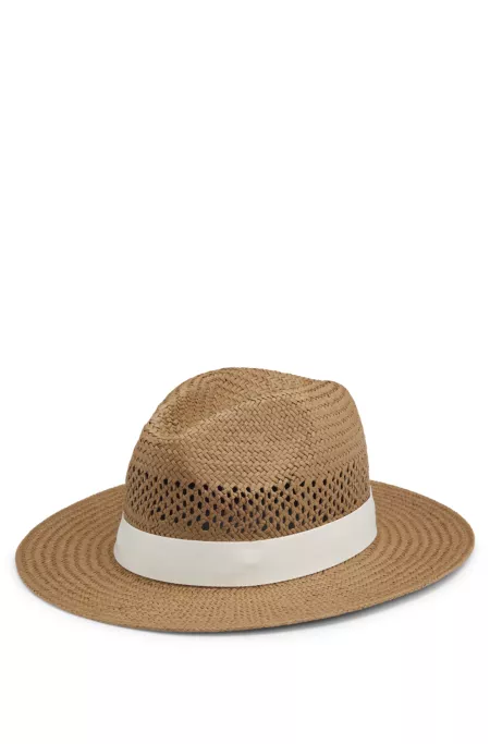 Raffia Panama hat with Double B monogram