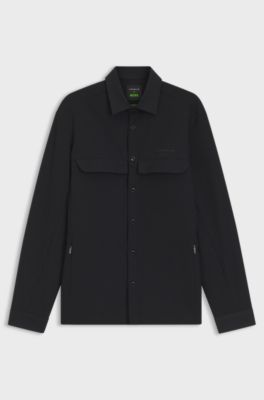 Porsche x BOSS water-repellent relaxed-fit overshirt with logo, Black