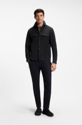 Porsche x BOSS water-repellent relaxed-fit overshirt with logo, Black