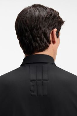 Porsche x BOSS water-repellent relaxed-fit overshirt with logo, Black