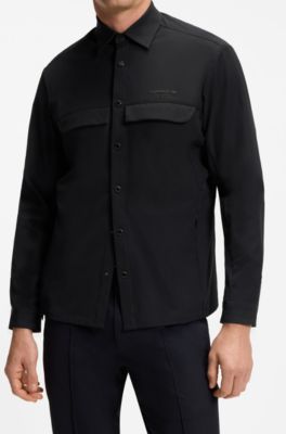 Porsche x BOSS water-repellent relaxed-fit overshirt with logo, Black