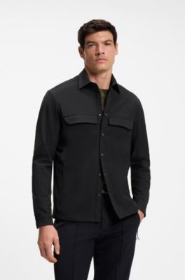 Porsche x BOSS water-repellent relaxed-fit overshirt with logo, Black