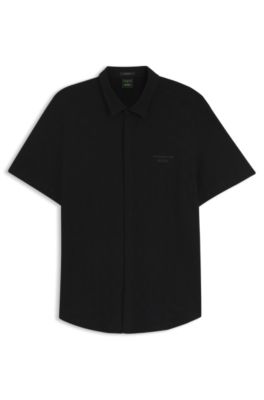 Porsche x BOSS regular-fit shirt in cotton jacquard, Black