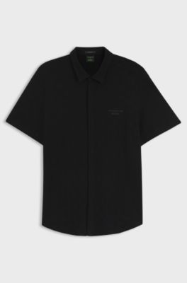 Porsche x BOSS camicia regular fit in cotone jacquard, Nero