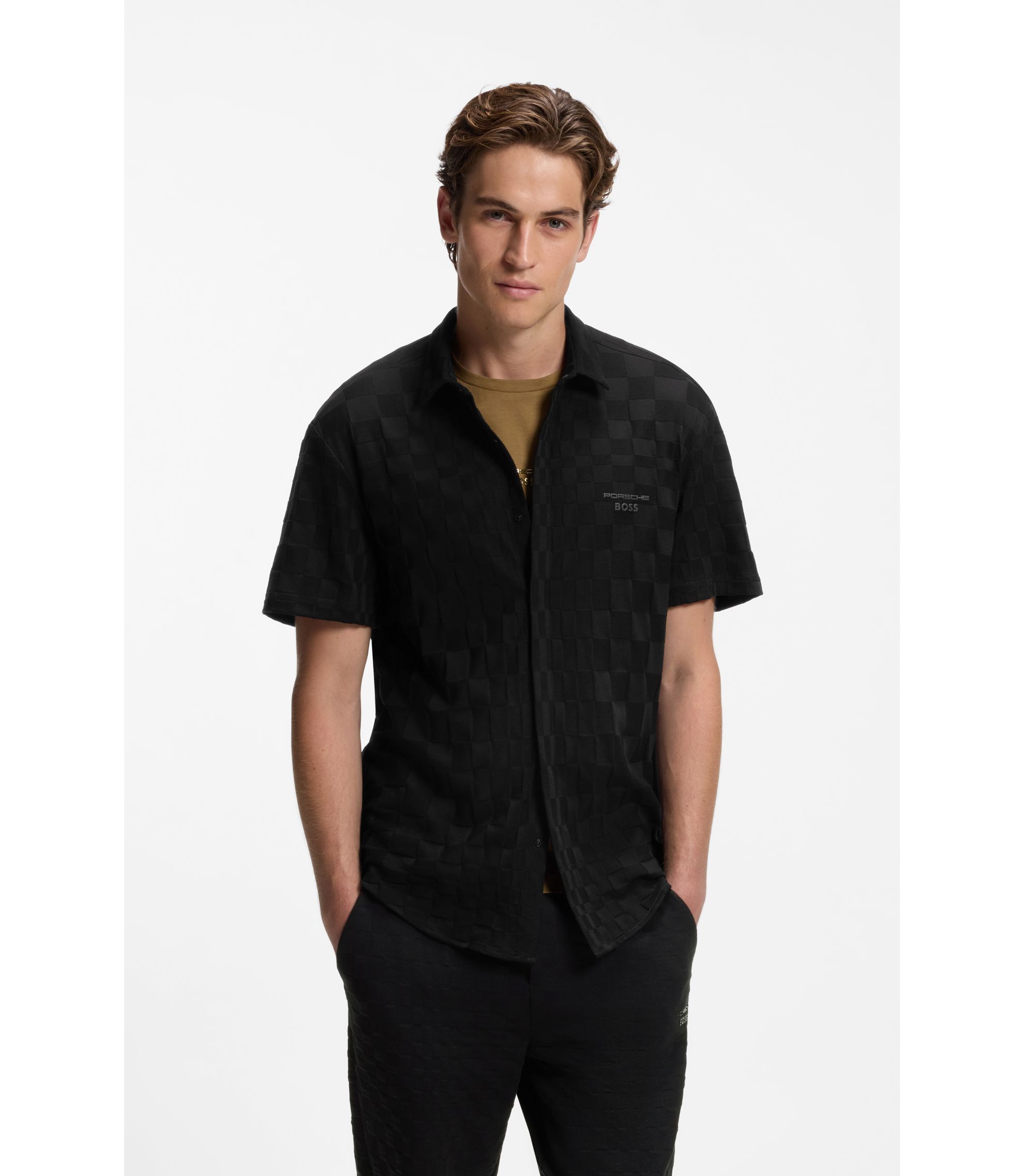 porsche dress shirt BOSS - Porsche x BOSS regular-fit shirt in cotton jacquard