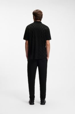 Porsche x BOSS regular-fit shirt in cotton jacquard, Black
