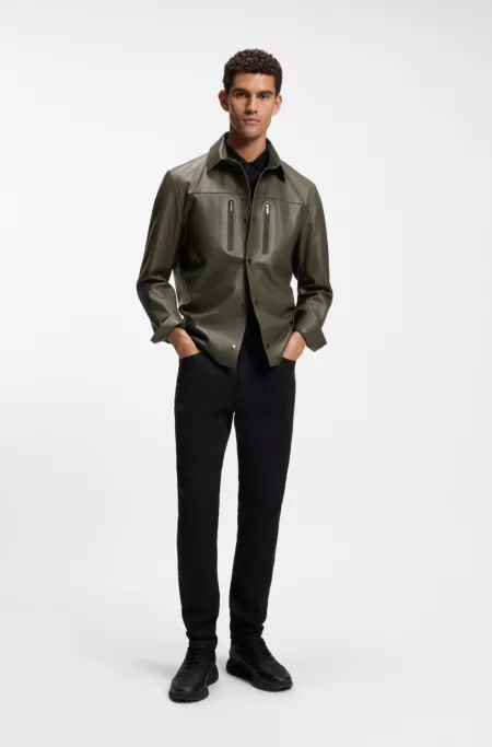 Porsche x BOSS regular-fit shirt-jacket in nappa leather