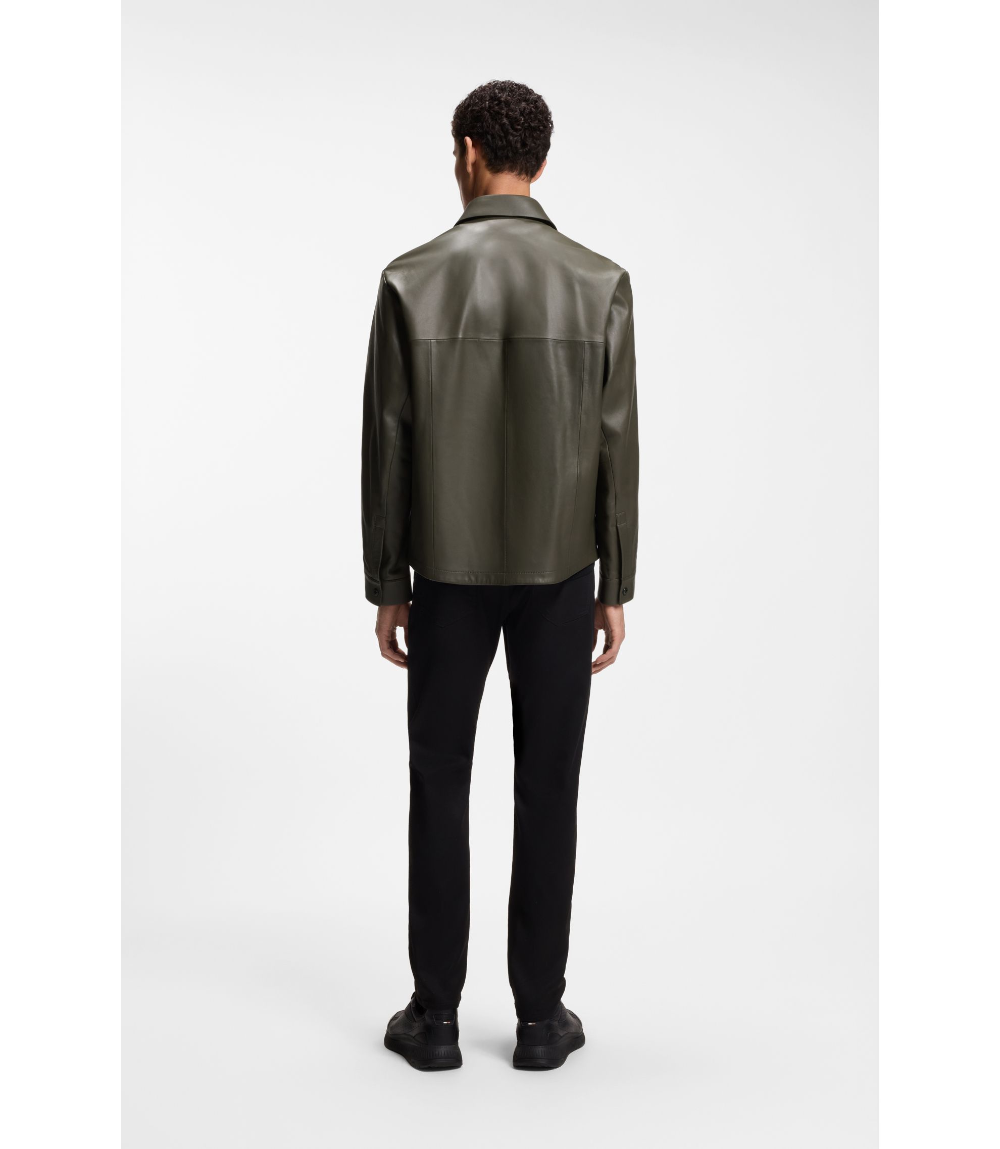 BOSS - Porsche x BOSS レギュラーフィットシャツ ナッパレザー - オリーブ