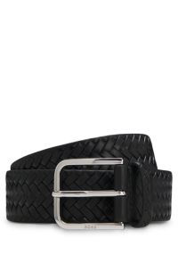 Woven-leather belt with pin buckle, Black