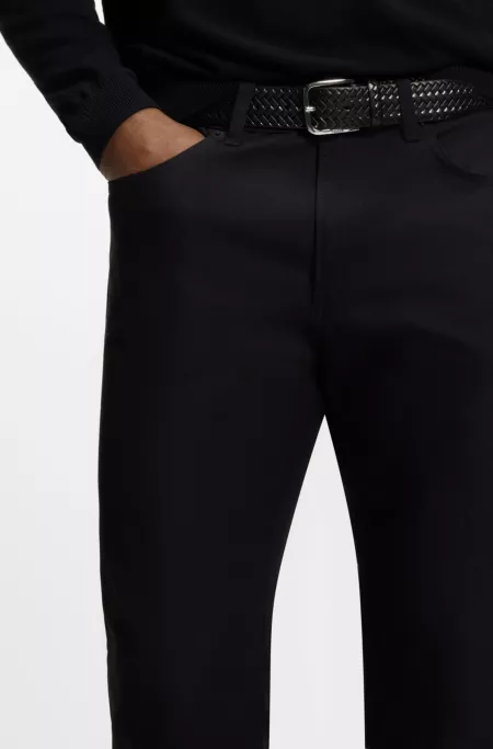 Woven-leather belt with pin buckle