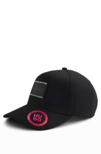 Cotton-twill cap with logo patch, Black