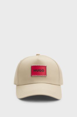 Cotton-twill cap with logo patch, Beige