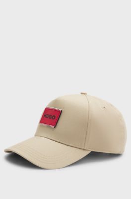 Cotton-twill cap with logo patch, Beige