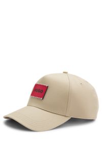 Cotton-twill cap with logo patch, Beige