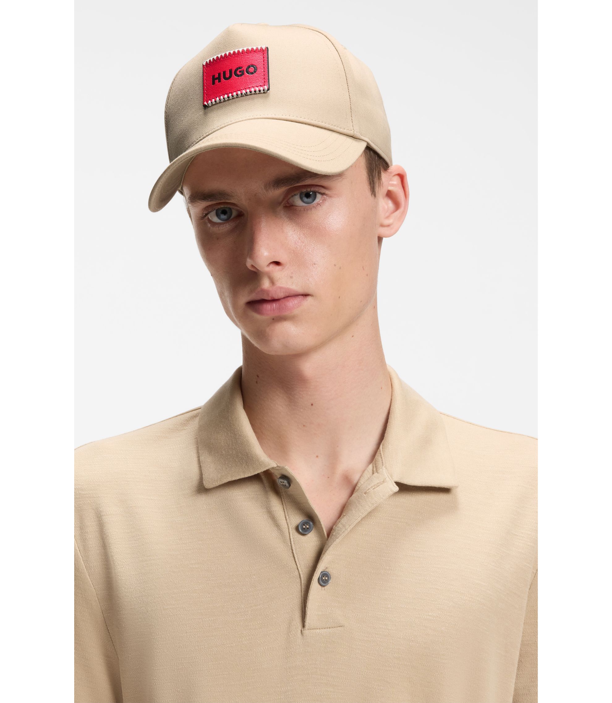 HUGO - Cotton-twill cap with logo patch - Beige