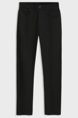 Porsche x BOSS tapered-fit broek van stretchdenim, Zwart