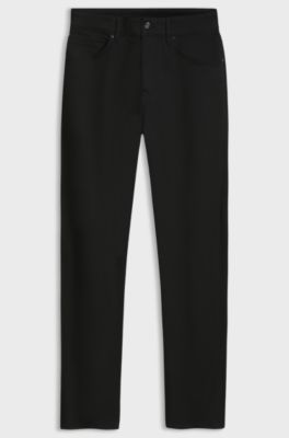 Porsche x BOSS tapered-fit trousers in stretch denim, Black