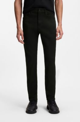 Porsche x BOSS Pantaloni con fit affusolato in denim elasticizzato, Nero