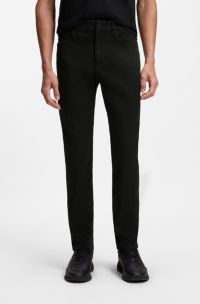 Porsche x BOSS Pantaloni con fit affusolato in denim elasticizzato, Nero