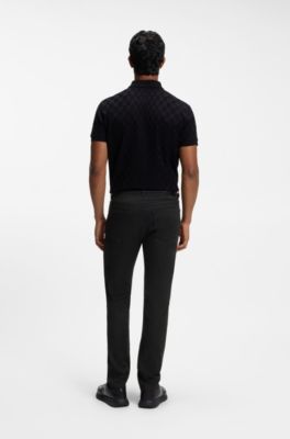 Porsche x BOSS tapered-fit trousers in stretch denim, Black