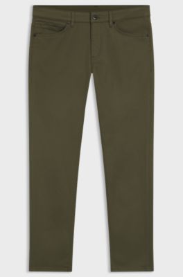 Porsche x BOSS tapered-fit broek van stretchdenim, Olijf