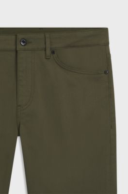 Porsche x BOSS tapered-fit trousers in stretch denim, Olive