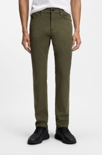Porsche x BOSS tapered-fit trousers in stretch denim, Olive