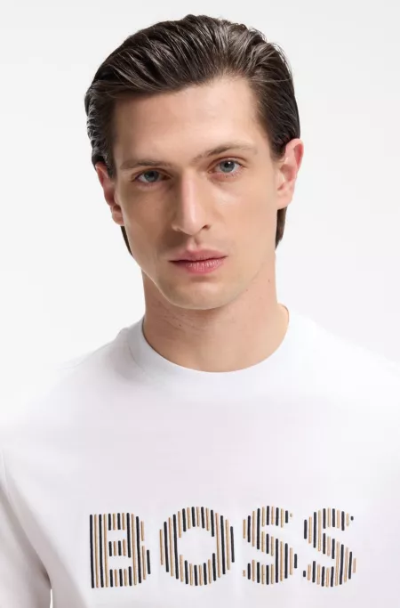 Cotton-jersey T-shirt with stripe artwork