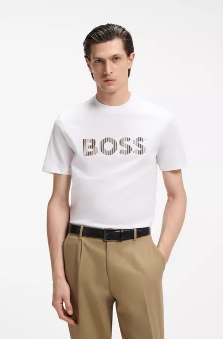 Cotton-jersey T-shirt with stripe artwork