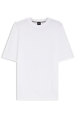 Cotton sweater with knitted structure