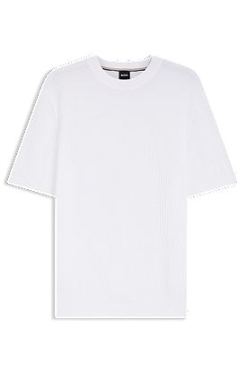 Cotton sweater with knitted structure