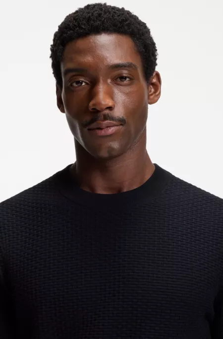 Cotton sweater with knitted structure