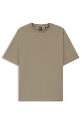 T-shirt relaxed fit con etichetta con logo laterale, Marrone chiaro