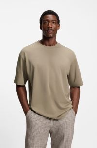 Modern-fit cotton-blend T-shirt , Light Brown