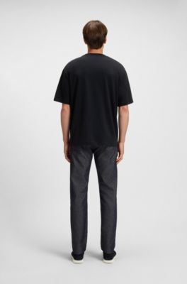 T-shirt relaxed fit con etichetta con logo laterale, Blu scuro