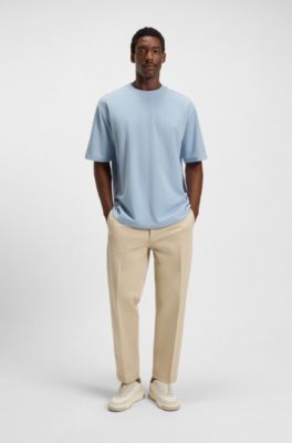 T-shirt relaxed fit con etichetta con logo laterale, Celeste