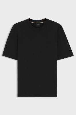 Short-sleeved knit T-shirt in merino wool, Black