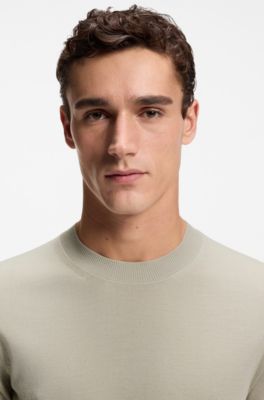 Short-sleeved sweater in merino wool, Light Beige