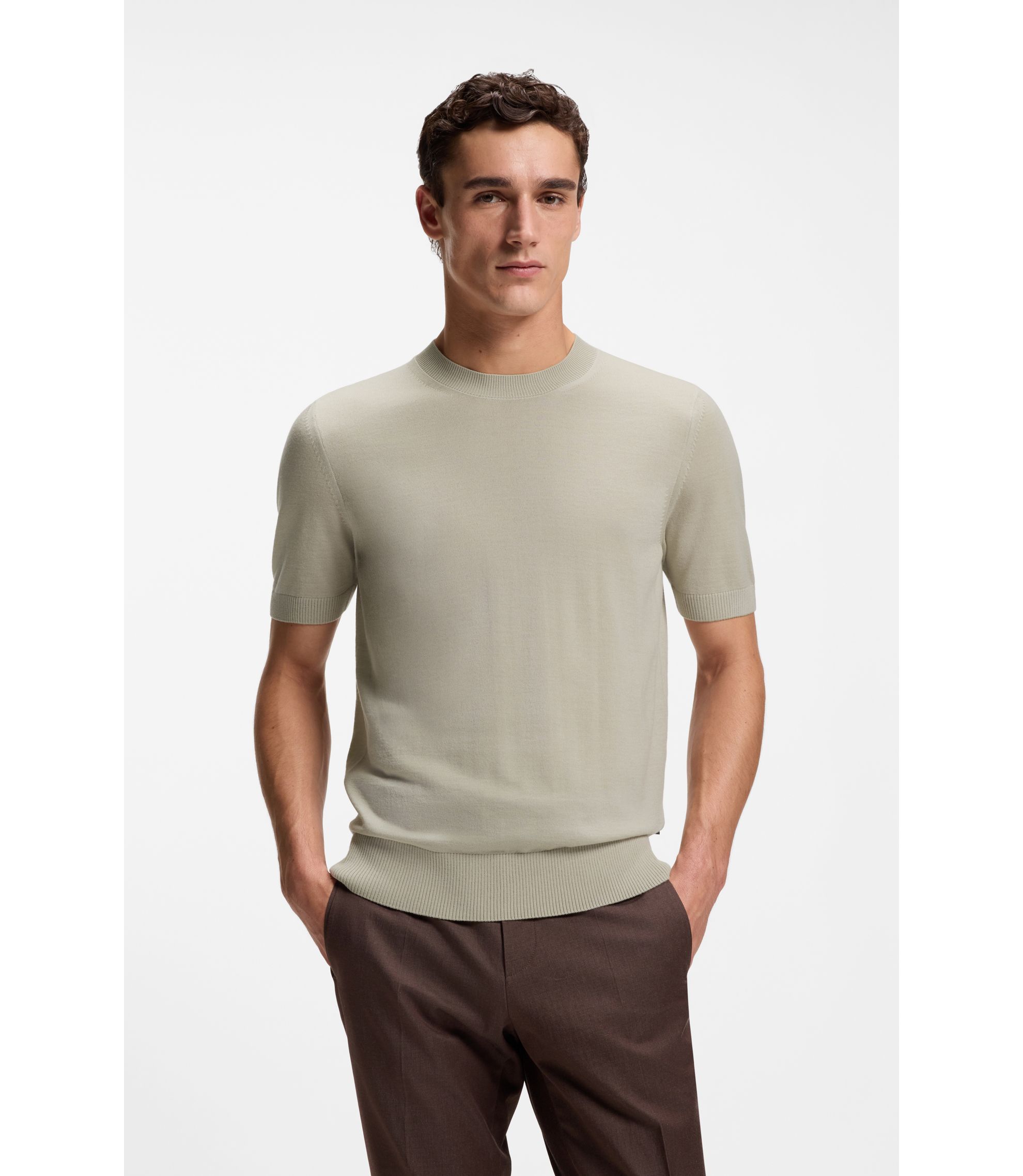 Kurzarm-Pullover aus Merinowolle