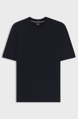 Short-sleeved knit T-shirt in merino wool, Dark Blue