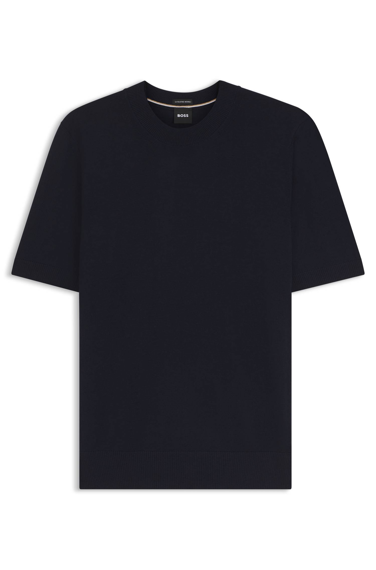 Boss Short-sleeved knit T-shirt in merino wool herr – bild 4