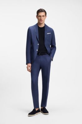 Pull &agrave; manches courtes en laine m&eacute;rinos, Bleu fonc&eacute;