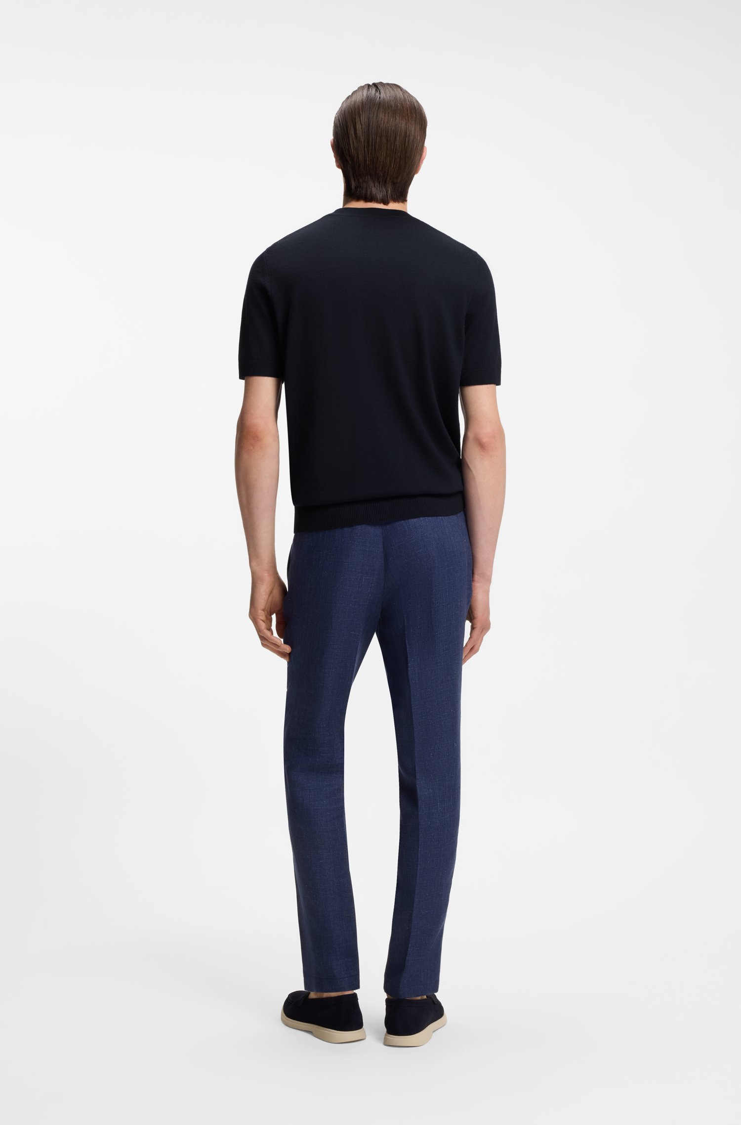 Boss Short-sleeved knit T-shirt in merino wool herr – bild 3