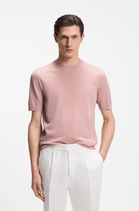 Short-sleeved sweater in merino wool