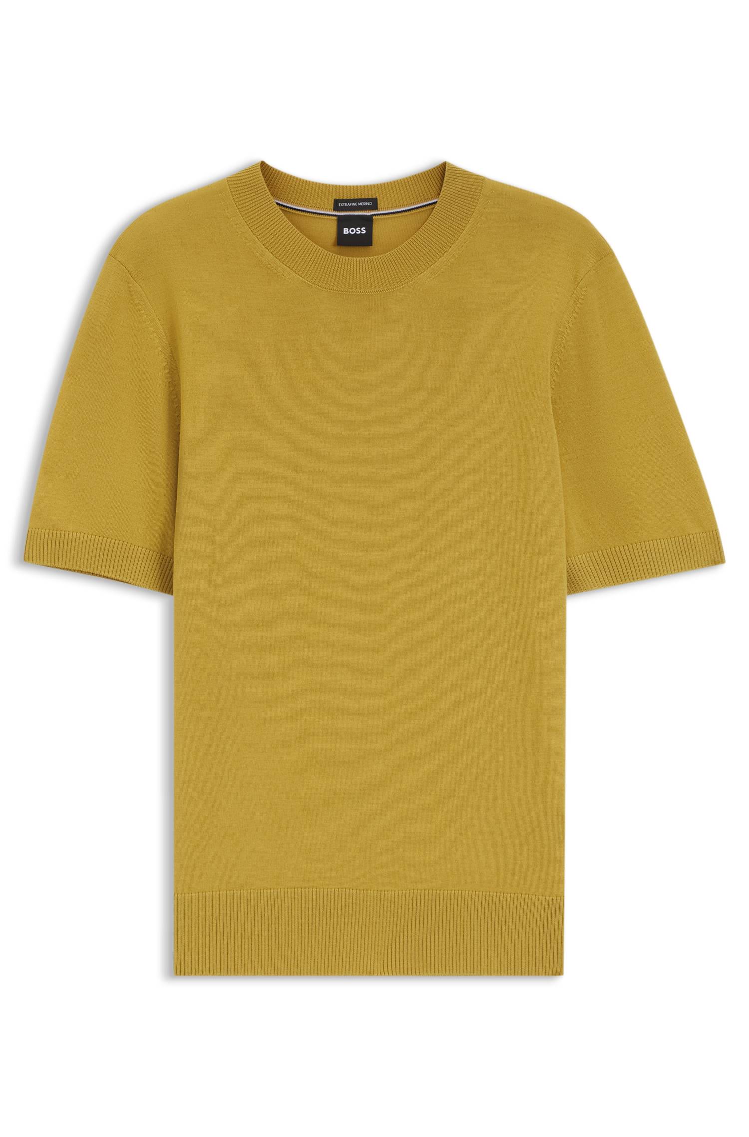 Boss Short-sleeved knit T-shirt in merino wool herr – bild 4