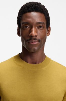 Short-sleeved knit T-shirt in merino wool, Gold